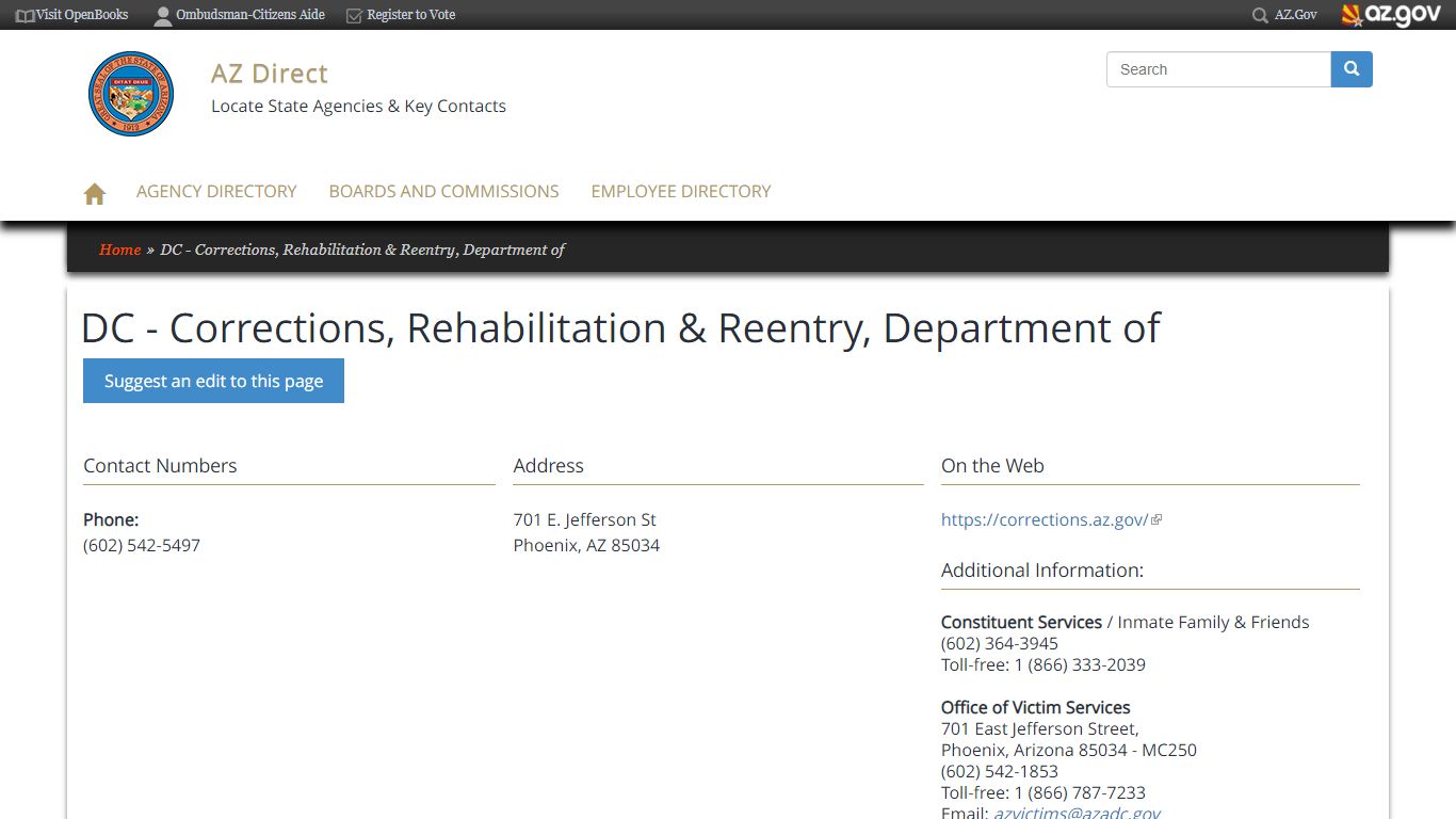 DC - Corrections, Rehabilitation & Reentry, Department of